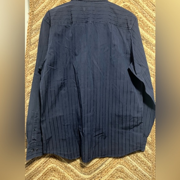Calvin Klein Men's Dark Blue Striped Button Down Dress Shirt,Size L - Picture 5 of 10